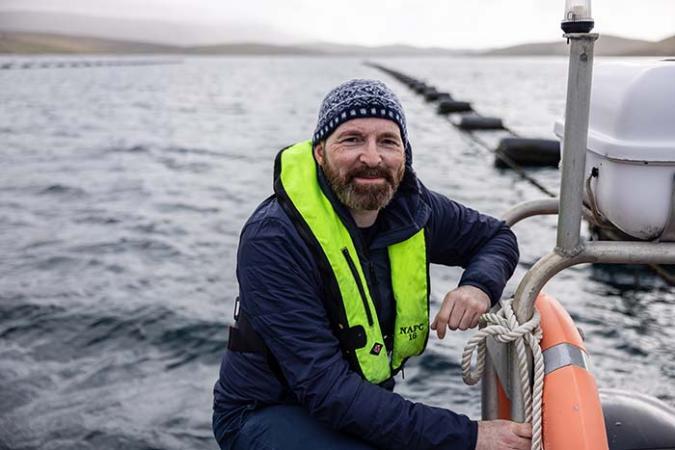Gregg Arthur Project Director site visit to Shetland Mussels farm