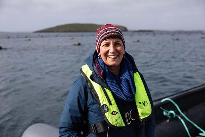 Michele Kerry Project Manager on Shetland Mussels boat