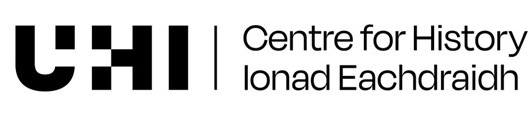 Black text on white background reading 'UHI Centre for History - Ionad Eachdraidh'