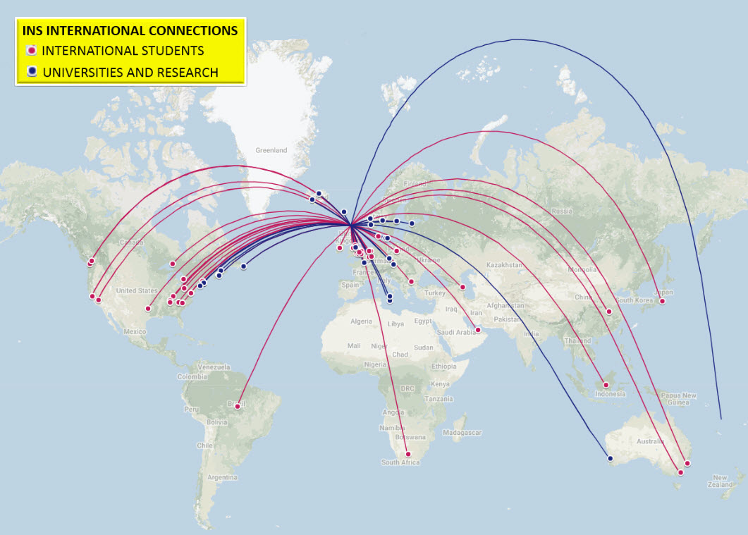 INS connections on map INS connections on map