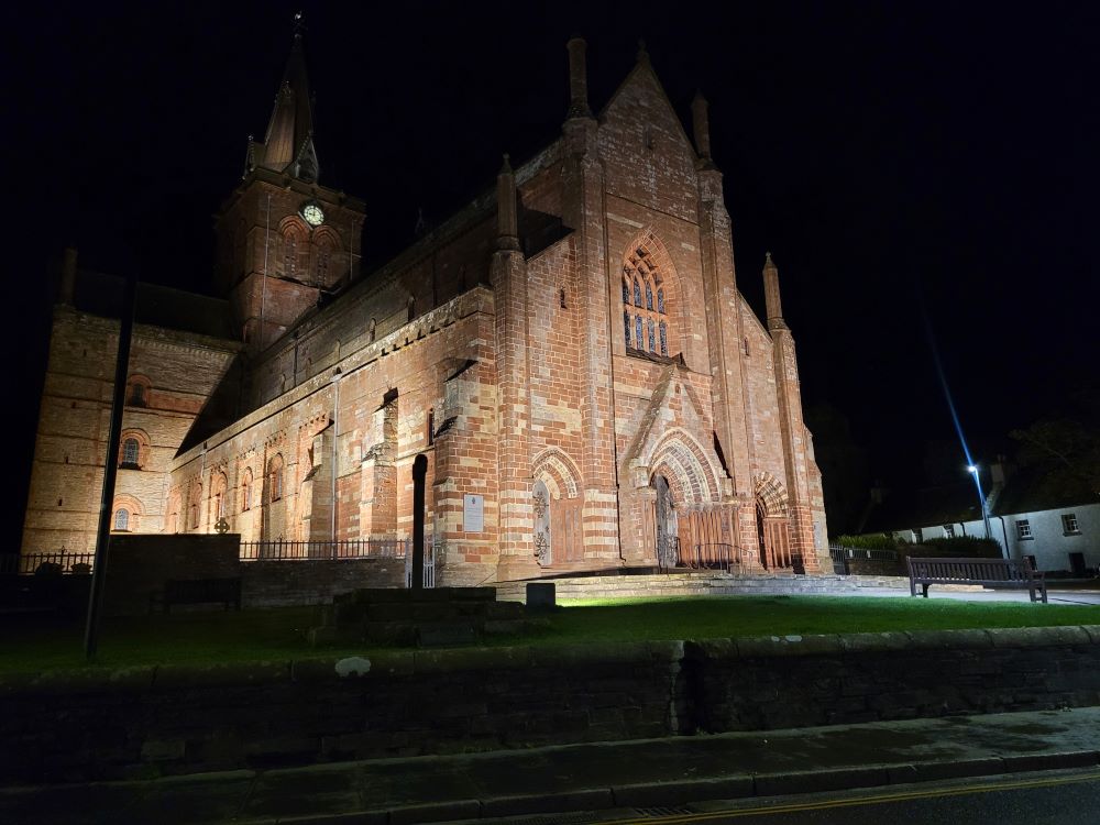 A Photograph of Kirkwall Cathedral at night A Photograph of Kirkwall Cathedral at night