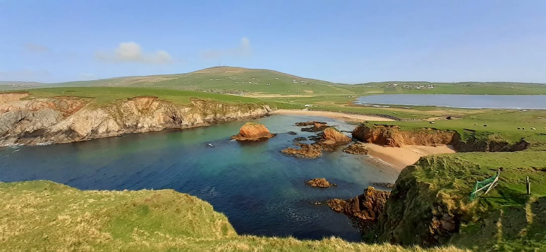 A photograph showing a beach in Shetland