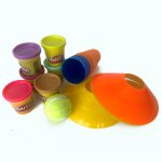 Tubs of putty and ground markers Tubs of putty and ground markers