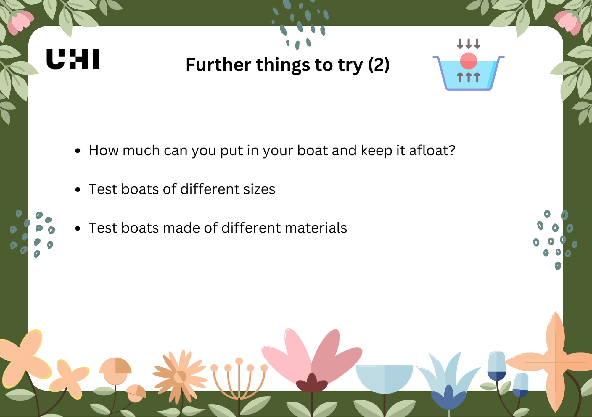 Maths Week Scotland 2025 activity - Forces - Floating further activity
