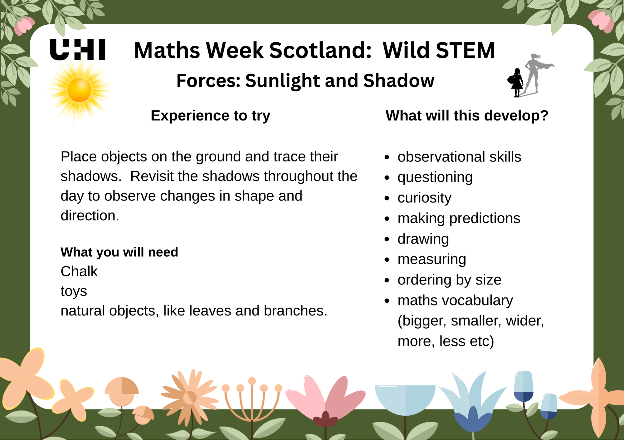 Maths Week Scotland 2025 activity - Forces - Shadow activity