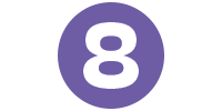 Number 8 in a purple circle Number 8 in a purple circle
