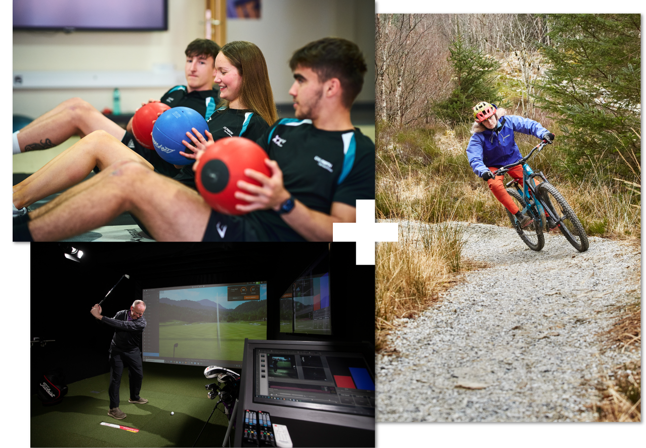 collage of 3 | sport students | golf course | mountain biking collage of 3 | sport students | golf course | mountain biking