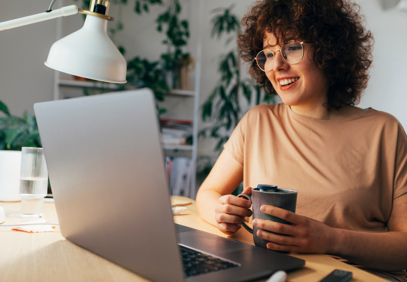 Woman working from home on a laptop Woman working from home on a laptop
